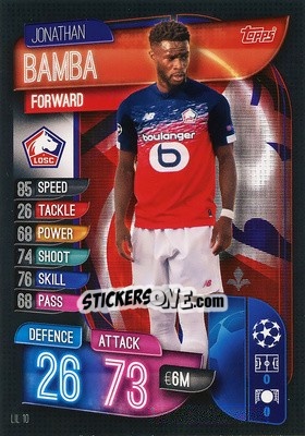 Sticker Jonathan Bamba - UEFA Champions League 2019-2020. Match Attax. Italy n. LIL10 - Topps