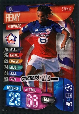 Sticker Loïc Rémy - UEFA Champions League 2019-2020. Match Attax. Italy n. LIL12 - Topps