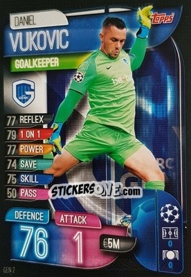 Cromo Daniel Vukovic - UEFA Champions League 2019-2020. Match Attax. Italy n. GEN2 - Topps