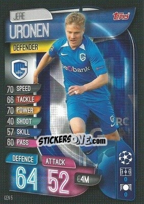Sticker Jere Uronen - UEFA Champions League 2019-2020. Match Attax. Italy n. GEN5 - Topps