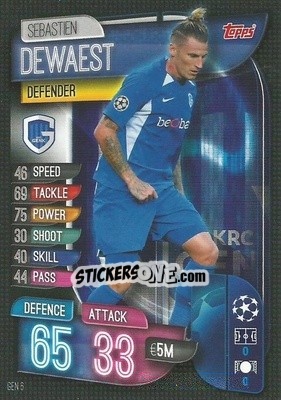 Sticker Sébastien Dewaest - UEFA Champions League 2019-2020. Match Attax. Italy n. GEN6 - Topps