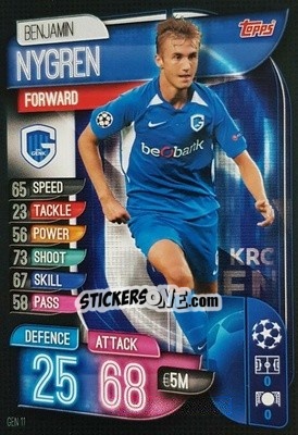 Sticker Benjamin Nygren - UEFA Champions League 2019-2020. Match Attax. Italy n. GEN11 - Topps