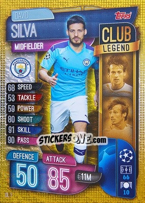 Sticker David Silva - UEFA Champions League 2019-2020. Match Attax. Italy n. CL1 - Topps