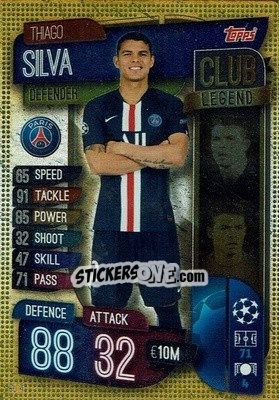 Sticker Thiago Silva - UEFA Champions League 2019-2020. Match Attax. Italy n. CL4 - Topps