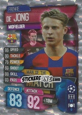 Sticker Frenkie de Jong - UEFA Champions League 2019-2020. Match Attax. Italy n. M-BAR - Topps