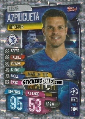 Sticker César Azpilicueta - UEFA Champions League 2019-2020. Match Attax. Italy n. M-CHE - Topps