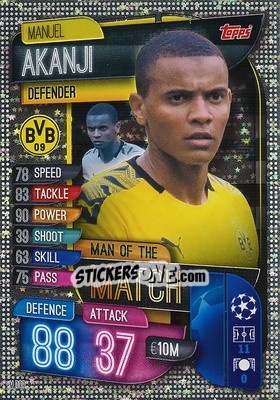 Sticker Manuel Akanji - UEFA Champions League 2019-2020. Match Attax. Italy n. M-DOR - Topps