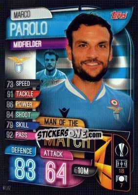 Sticker Marco Parolo - UEFA Champions League 2019-2020. Match Attax. Italy n. M-LAZ - Topps