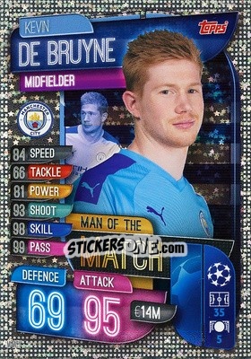 Sticker Kevin De Bruyne - UEFA Champions League 2019-2020. Match Attax. Italy n. M-MCY - Topps