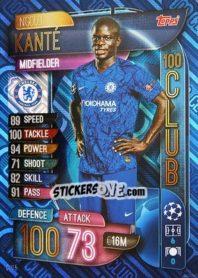 Sticker N'Golo Kanté - UEFA Champions League 2019-2020. Match Attax. Italy n. CLU5 - Topps