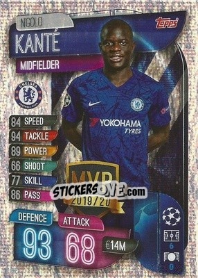 Sticker N'Golo Kanté - UEFA Champions League 2019-2020. Match Attax. Italy n. C-CHE - Topps