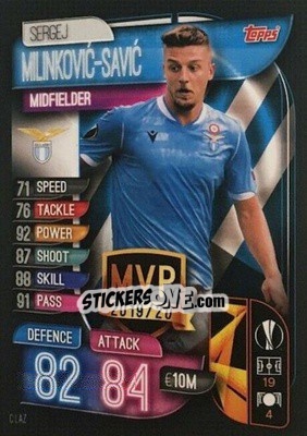 Sticker Sergej Milinkovic-Savic - UEFA Champions League 2019-2020. Match Attax. Italy n. C-LAZ - Topps