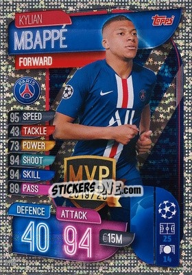 Sticker Kylian Mbappé - UEFA Champions League 2019-2020. Match Attax. Italy n. C-PSG - Topps