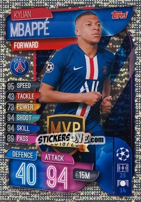 Figurina Kylian Mbappé - UEFA Champions League 2019-2020. Match Attax. Italy - Topps