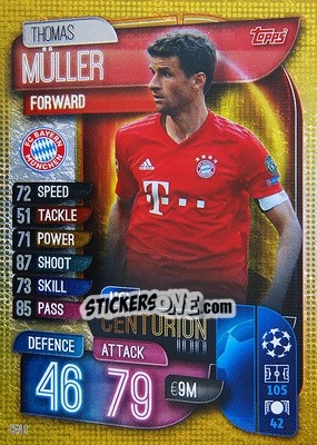 Sticker Thomas Müller - UEFA Champions League 2019-2020. Match Attax. Italy - Topps
