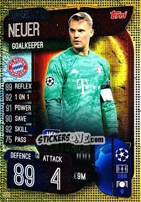 Sticker Manuel Neuer - UEFA Champions League 2019-2020. Match Attax. Italy - Topps