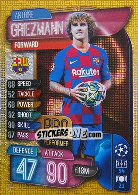 Sticker Antoine Griezmann - UEFA Champions League 2019-2020. Match Attax. Italy n. PP1 - Topps