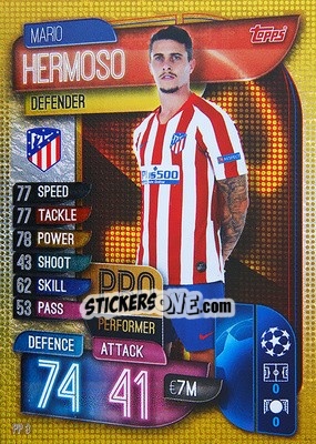 Sticker Mario Hermoso - UEFA Champions League 2019-2020. Match Attax. Italy n. PP3 - Topps