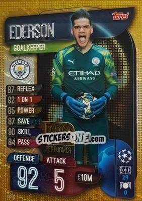 Sticker Ederson - UEFA Champions League 2019-2020. Match Attax. Italy n. PP5 - Topps