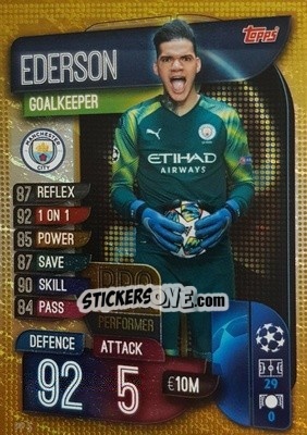 Sticker Ederson - UEFA Champions League 2019-2020. Match Attax. Italy - Topps