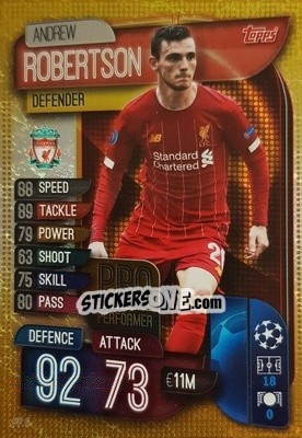 Sticker Andrew Robertson - UEFA Champions League 2019-2020. Match Attax. Italy - Topps