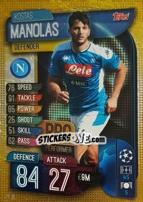 Sticker Kostas Manolas - UEFA Champions League 2019-2020. Match Attax. Italy n. PP10 - Topps