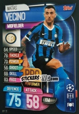 Figurina Matiás Vecino - UEFA Champions League 2019-2020. Match Attax. Italy - Topps