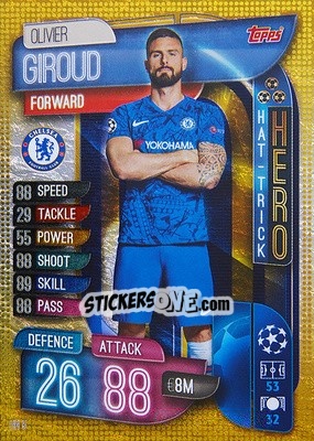 Sticker Olivier Giroud - UEFA Champions League 2019-2020. Match Attax. Italy - Topps