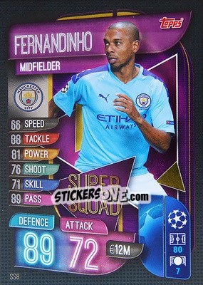 Sticker Fernandinho - UEFA Champions League 2019-2020. Match Attax. Italy n. SS8 - Topps