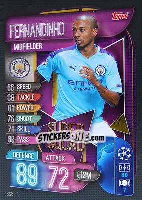 Sticker Fernandinho - UEFA Champions League 2019-2020. Match Attax. Italy - Topps