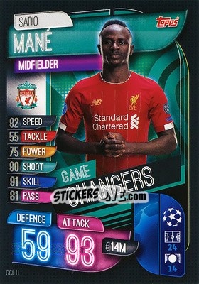 Sticker Sadio Mané - UEFA Champions League 2019-2020. Match Attax. Italy n. GCI11 - Topps