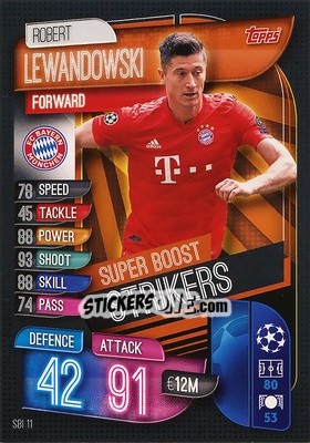 Figurina Robert Lewnadowski - UEFA Champions League 2019-2020. Match Attax. Italy n. SBI11 - Topps