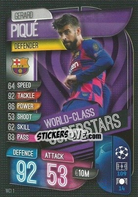 Sticker Gerard Piqué - UEFA Champions League 2019-2020. Match Attax. Italy n. WCI1 - Topps