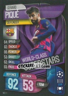 Cromo Gerard Piqué - UEFA Champions League 2019-2020. Match Attax. Italy - Topps