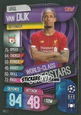 Sticker Virgil van Dijk - UEFA Champions League 2019-2020. Match Attax. Italy n. WCI2 - Topps