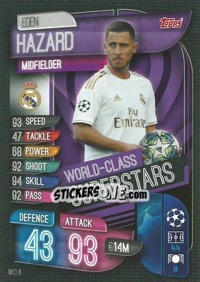 Sticker Eden Hazard - UEFA Champions League 2019-2020. Match Attax. Italy n. WCI6 - Topps