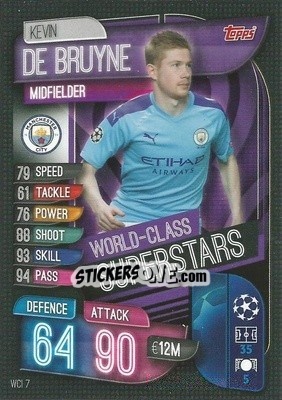 Sticker Kevin De Bruyne - UEFA Champions League 2019-2020. Match Attax. Italy - Topps