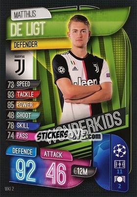 Sticker Matthijs de Ligt - UEFA Champions League 2019-2020. Match Attax. Italy n. WKI2 - Topps