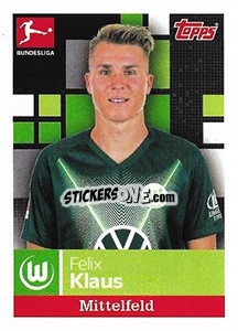 Sticker Felix Klaus - German Football Bundesliga 2019-2020 n. 269 - Topps
