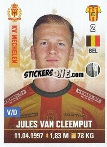 Cromo Jules Van Cleemput - Belgian Pro League 2019-2020 - Panini