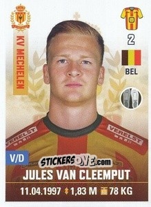 Sticker Jules Van Cleemput - Belgian Pro League 2019-2020 - Panini