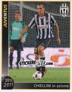 Sticker Chiellini In Azione - Juventus 2010-2011 n. 120 - Footprint