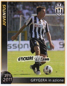 Sticker Grygera In Azione - Juventus 2010-2011 n. 135 - Footprint