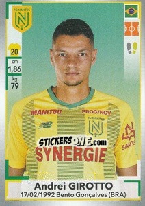 Sticker Andrei Girotto - FOOT 2019-2020 n. 302 - Panini