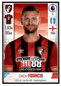 Cromo Simon Francis - Premier League Inglese 2019-2020 - Panini