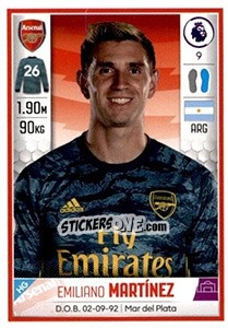 Sticker Emiliano Martínez - Premier League Inglese 2019-2020 n. 54 - Panini