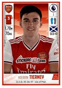 Cromo Kieran Tierney - Premier League Inglese 2019-2020 - Panini