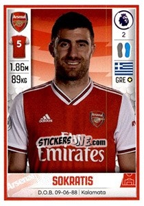 Cromo Sokratis Papastathopoulos - Premier League Inglese 2019-2020 - Panini