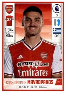 Sticker Konstantinos Mavropanos - Premier League Inglese 2019-2020 n. 61 - Panini