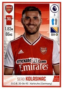 Sticker Sead Kolasinac - Premier League Inglese 2019-2020 n. 62 - Panini